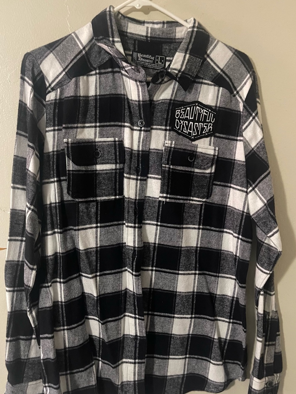 Beautiful Disaster Women’s Black & White Plaid Flannel